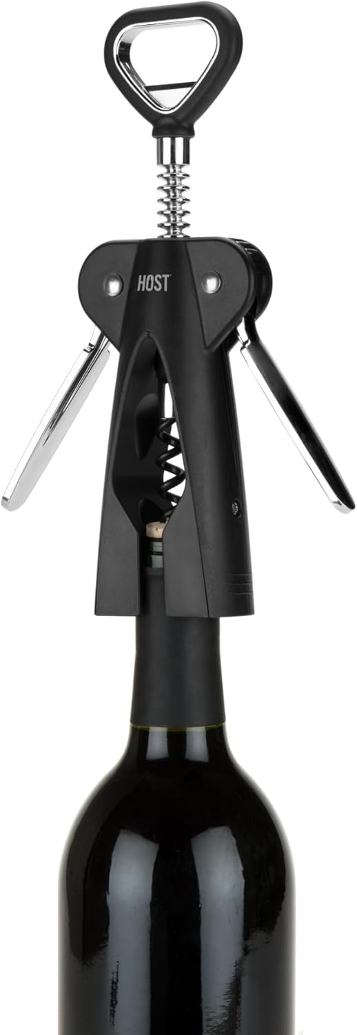 HOST Winged Corkscrew, Non-Stick Worm And Bottle Opener, 2-Blade Foil Cutter