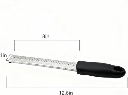 Bestac Stainless Steel Lemon Zester Cheese Grater, Protective Cover Ergonomic Black Handle
