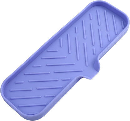 MicoYang Silicone Soap Dish with Drain Spout, Self-Draining Sink Organizer Tray for Bathroom and Kitchen, Sponges, Dispensers and Soap Holder, Non-Slip and Dishwasher Safe, Black (Compact, 4.9"×3.2")