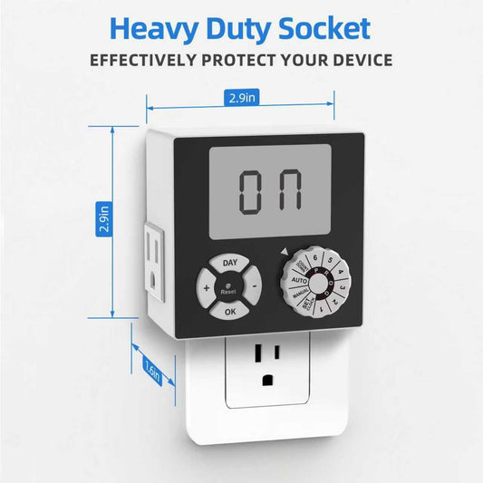TiFFCOFiO Indoor Mechanical Outlet Timer, 3 Prong Timers for Electrical Outlets, 24-Hour Programmable Plug in Christmas Light Timer, ETL Listed (2 Pack)