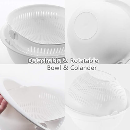 Double Layer Swivel Drainer 2 in 1 Bowl Strainer Combo - Kitchen Colander Fruit Wash Strainer for Cleaning Veggies, Noodles (Beige)