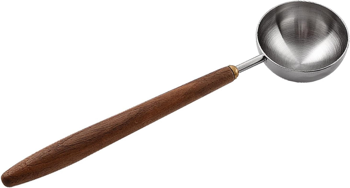 Coffee Spoon - Vintage Walnut Wood Handle, Stainless Steel Coffee Scoop ，Stainless Steel Tea Scoopand Seasoning Spoons (1, Silver, 5g Capacity)