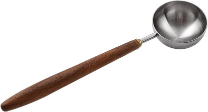 Coffee Spoon - Vintage Walnut Wood Handle, Stainless Steel Coffee Scoop ，Stainless Steel Tea Scoopand Seasoning Spoons (1, Silver, 5g Capacity)