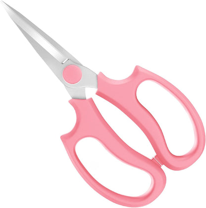 Housolution Flower Scissors, Strong Floral Shears, Premium Steel Garden Pruning Shears Garden Scissors Floral Fruits Leaf Scissors Hand Pruner Snip Trimming Tool for Gardening Flower Arrangement, Pink