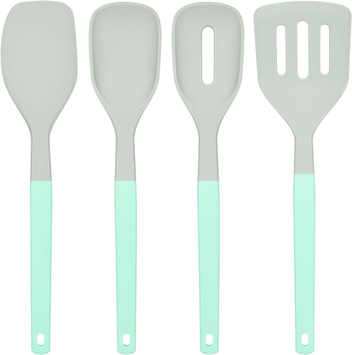 4Pcs Silicone Spatula Set, Food Grade Rubber Spatula, Two Color Upgrade Strong Handle with Ergonomic Grip, 600°F Heat Resistant Silicone Spatula Turner Spoon for Nonstick Cooking