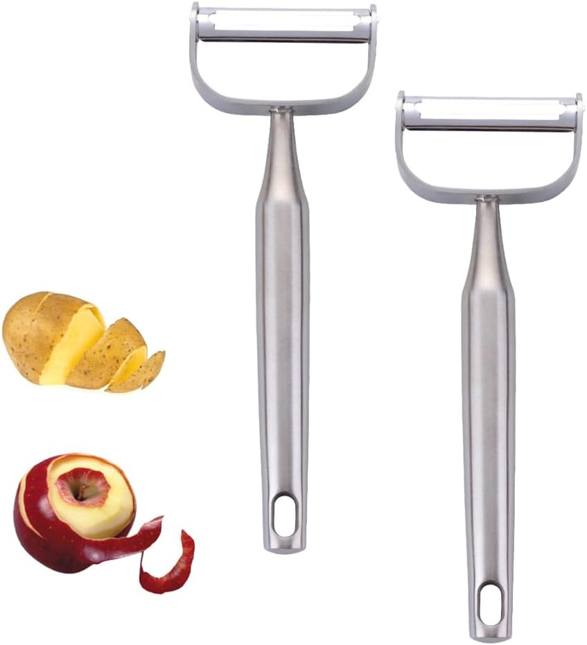 Stainless Steel Vegetable Peeler Gold 2 Pieces, with Potato Eye Remover & Swiveling Twin Blades, Y Shaped Titan Potato Peeler for Fruit & Veggie, Dishwasher Safe
