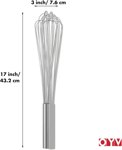 OYV 18/10 Stainless Steel Whisk, Ergonomic Handle, Dishwasher Safe Metal whisk, Professional Whisk for Kitchen Cooking, Perfect for Blending, Whisking, Baking, and Beating, 10-Inch Wire Wisk