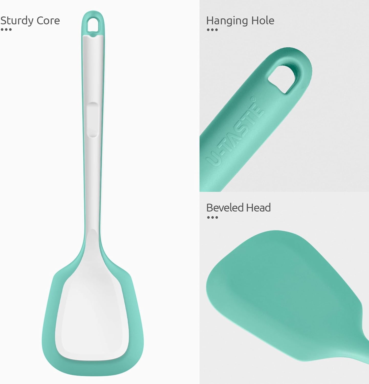 600ºF Heat Resistant Slotted Turner: U-Taste 13.6in Silicone Kitchen Spatula Flipper, 3.74in Wide Food Grade Flexible Thin Rubber Cooking Utensil for Egg, Pancake, Cookie in Nonstick Cookware (Red)