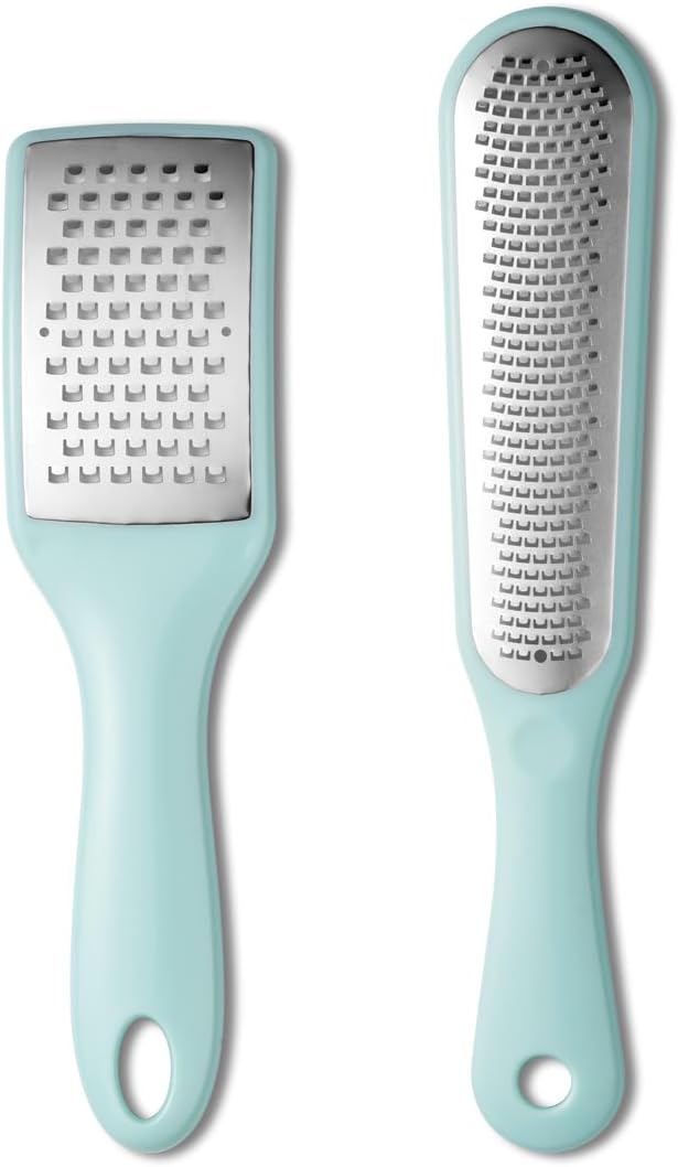 Lemon Zester Grater with Handle - 2-Piece Lemon Zester & Cheese Grater for Parmesan, Ginger, Garlic, Nutmeg, Chocolate