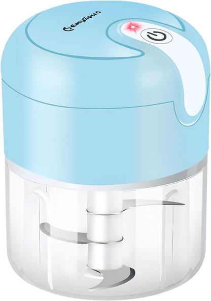 EASYSPEED Electric Garlic Chopper 1Cup, Mini USB Charging Wireless Food Processor with 304 Stainless Steel, 3 Sharp Blades, Portable Kitchen Meat Grinder for Onion, Garlic, Ginger, Chili
