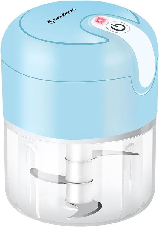 EASYSPEED Electric Garlic Chopper 1Cup, Mini USB Charging Wireless Food Processor with 304 Stainless Steel, 3 Sharp Blades, Portable Kitchen Meat Grinder for Onion, Garlic, Ginger, Chili