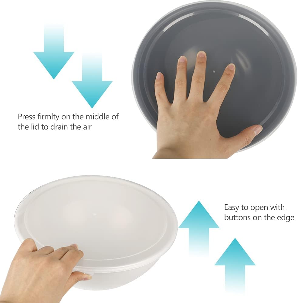 BoxedHome BPA Free Plastic Round Mixing Bowl with Lids, 12 Pack Nesting Bowls with Lids Set, Microwave and Dishwasher Safe Prep & Serving Bowls Great for Mixing, Baking, Serving (Pink, 12pcs)