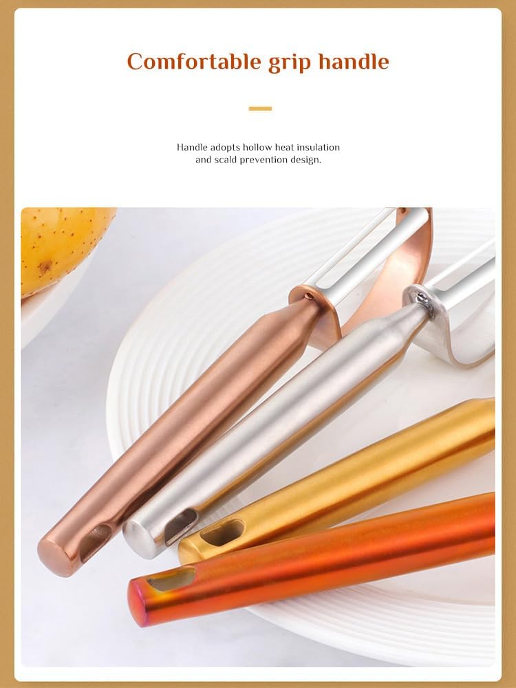 Stainless Steel Vegetable Peeler Gold 2 Pieces, with Potato Eye Remover & Swiveling Twin Blades, Y Shaped Titan Potato Peeler for Fruit & Veggie, Dishwasher Safe