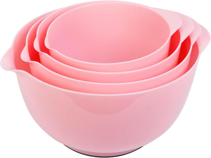 BoxedHome Green Ombre Nesting Plastic Mixing Bowl Set With Pour Spout, Microwave and Dishwasher Safe, BPA free Non-Slip Base, Set of 4 Size 1.7, 2.5, 3.5 and 4.5qt, Great for Prepping, Baking, Cooking