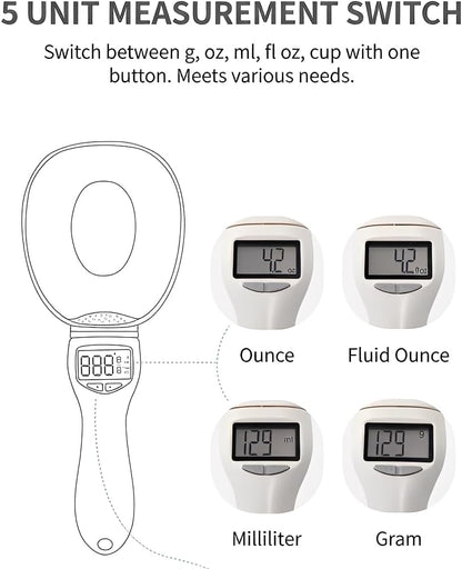 Electronic Measuring Spoon, Digital Measuring Spoon Scale, High Precision Food Scale with LCD Display, ABS Kitchen Measuring Spoon for Grams, Ounces, ml & Cups