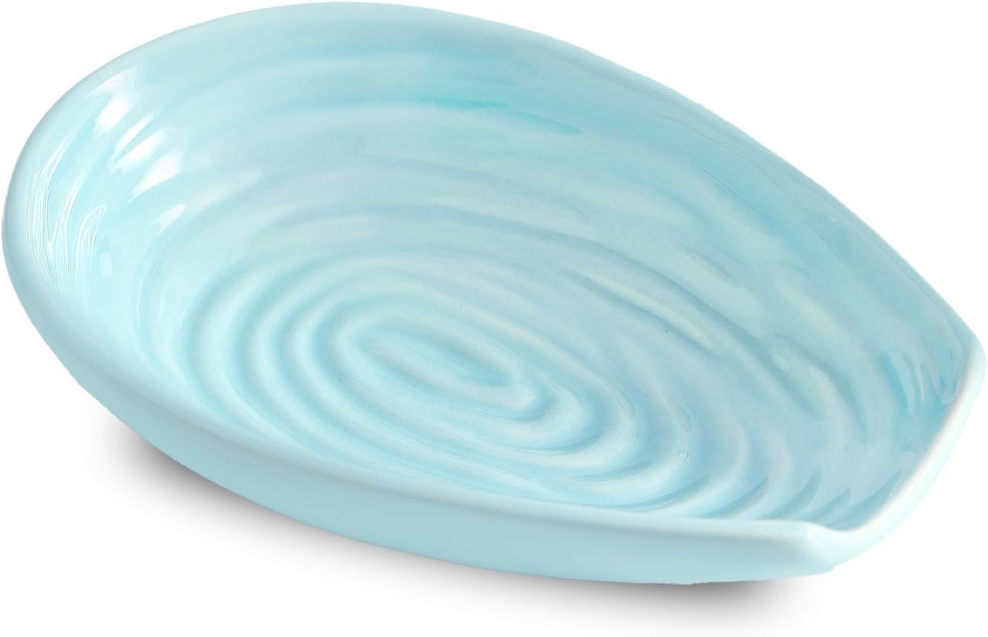 Hasense Spoon Rest for Stove Top - Blue Swirl Pattern Spoon Holder for Stove, Heat-Resistant Spoon Rest for Kitchen Counter, Ceramic Cooking Utensil Rest Ladle Holder for Spatula or Tong, 5.7 Inch