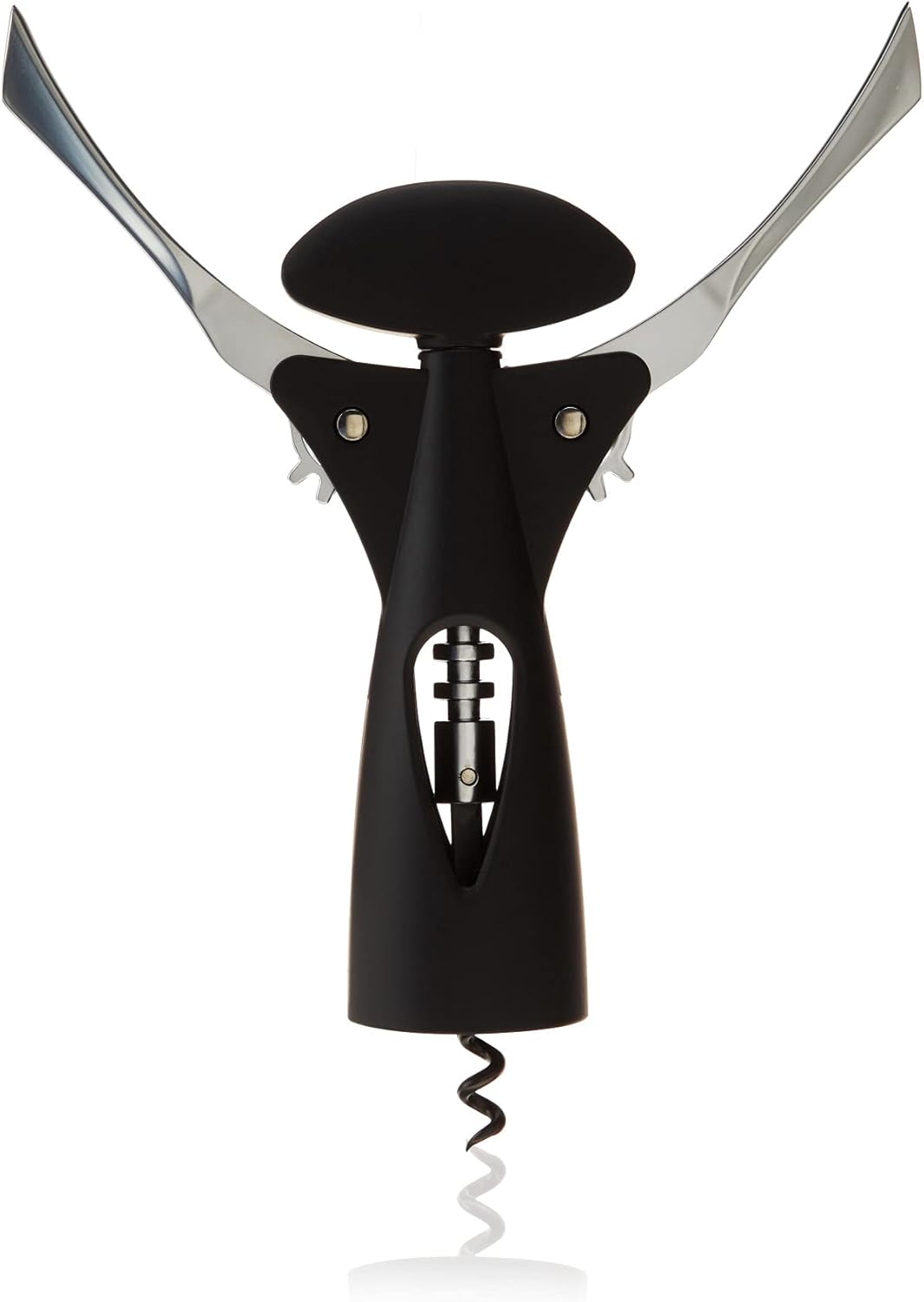 True Twisted Heavy, Winged Corkscrew Lever Arms Bottle, Black, Soft-Touch Grip, Easy-to-Use Wine Opener, Set of 1