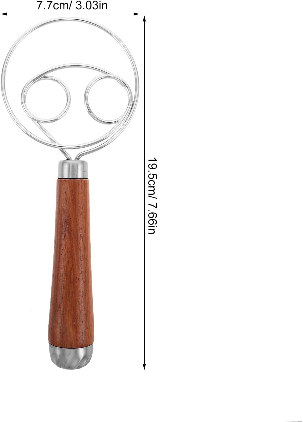 PRETYZOOM Danish Dough Whisk Stainless Steel Bread Mixing Tool with Wooden Handle for Sourdough Baking and Kitchen Cooking