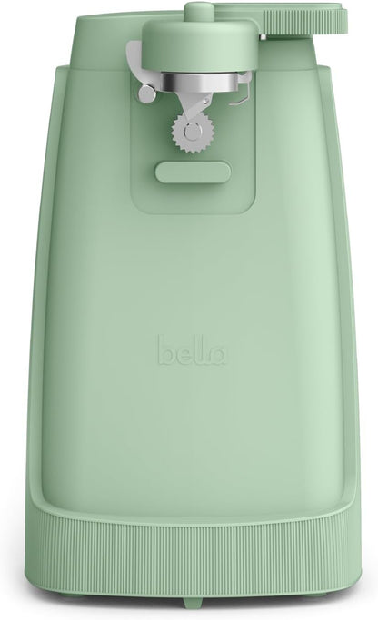 bella Electric Can Opener and Knife Sharpener, Removable Cutting Lever, Cord Storage, Stainless Steel Blade, Sage