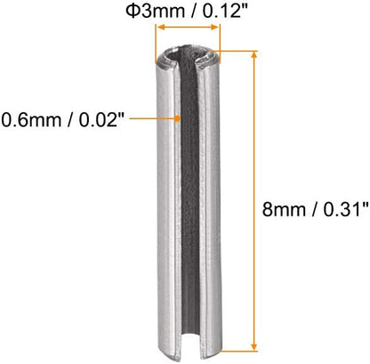 uxcell Slotted Spring Pin - M4 x 30mm 304 Stainless Steel Split Spring Roll Dowel Pins Plain Finish 20Pcs