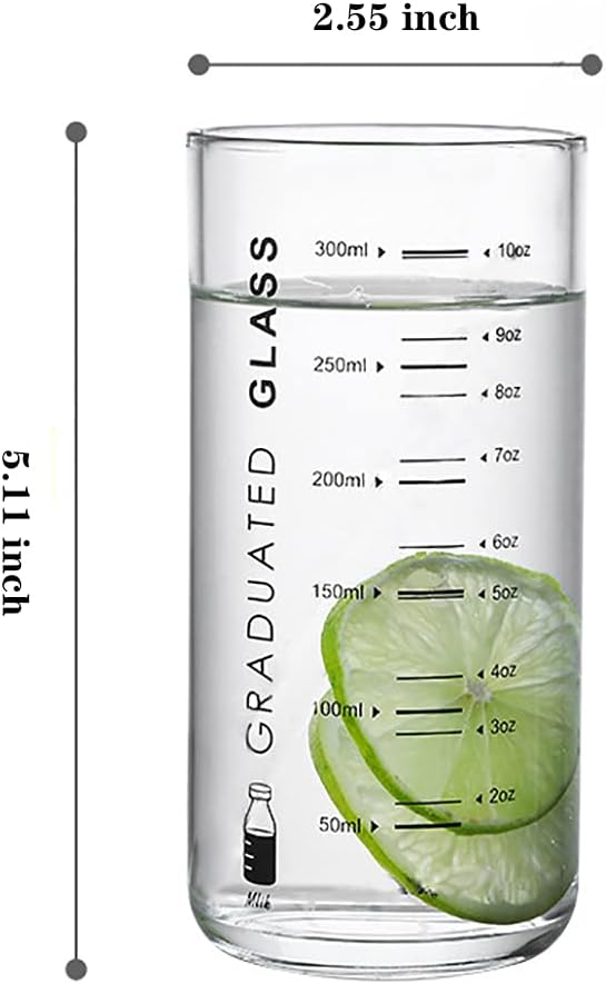 Glass Measuring Cup 10 Oz For Milk,Juice,Milkshake, vegetable, coffee, salad, ice cream (Black) (Black)