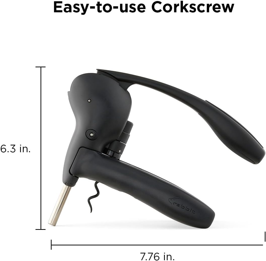 Rabbit Original Lever Corkscrew Wine Opener with Foil Cutter and Extra Spiral (Silver)