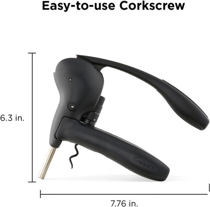Rabbit Original Lever Corkscrew Wine Opener with Foil Cutter and Extra Spiral (Silver)