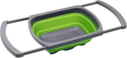 Qimh Colander Collapsible, Over The Sink Veggies/Fruit 6-Quart Strainers and Colanders with Extendable Handles, Folding Strainer for Kitchen