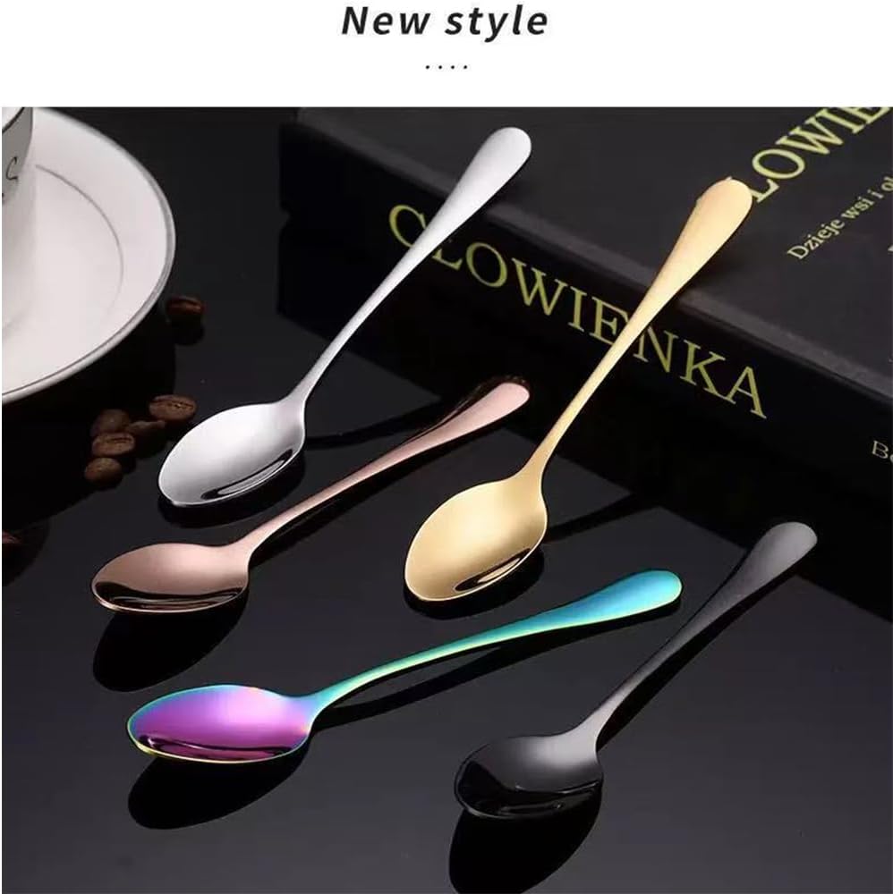 Wesdxc56 Demitasse Espresso Spoons, Mini Coffee Spoon, 4.7 Inches Stainless Steel Small Spoons for Dessert, Set of 6