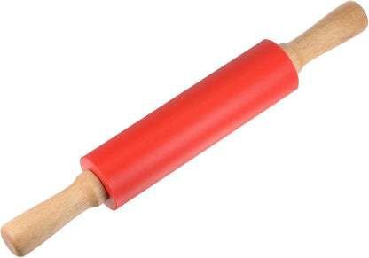 HARFINGTON Silicone Rolling Pins for Baking 12.2 Inch Non-Stick Silicone Surface Wooden Handle Rolling Pin Small Roller Playdough Rolling Pins for Fondant Kitchen Dough Pizza, Green