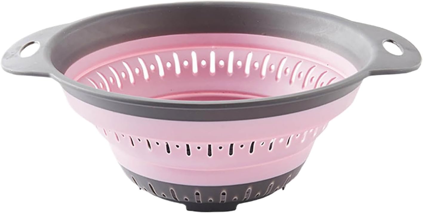Generic Collapsible Colander and Strainer, Silicone Strainer Colanders Food Strainers, Heavy Duty Kitchen Drainer Basket, for Vegetable and Fruit, Kitchen Essentials (Light Purple)