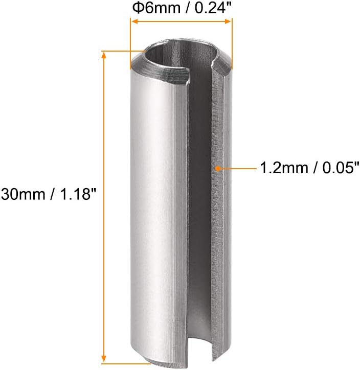 uxcell Slotted Spring Pin - M4 x 30mm 304 Stainless Steel Split Spring Roll Dowel Pins Plain Finish 20Pcs