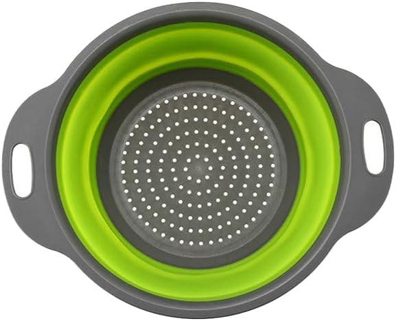Collapsible Silicone Colander for Kitchen Sink, Foldable Vegetable Strainer Basket with Handles, Small Kitchen Drainer for Pasta Fruits and Vegetables (Red)