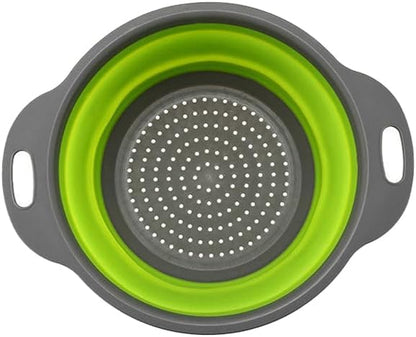 Collapsible Silicone Colander for Kitchen Sink, Foldable Vegetable Strainer Basket with Handles, Small Kitchen Drainer for Pasta Fruits and Vegetables (Red)