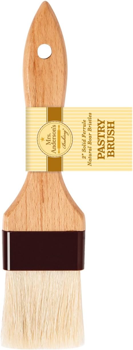Mrs. Anderson's Baking Solid-Ferrule Natural Boar Bristles Pastry Basting Brush, 2" x 8.25"