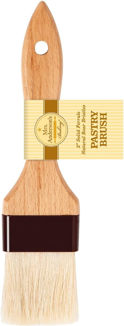 Mrs. Anderson's Baking Solid-Ferrule Natural Boar Bristles Pastry Basting Brush, 2" x 8.25"