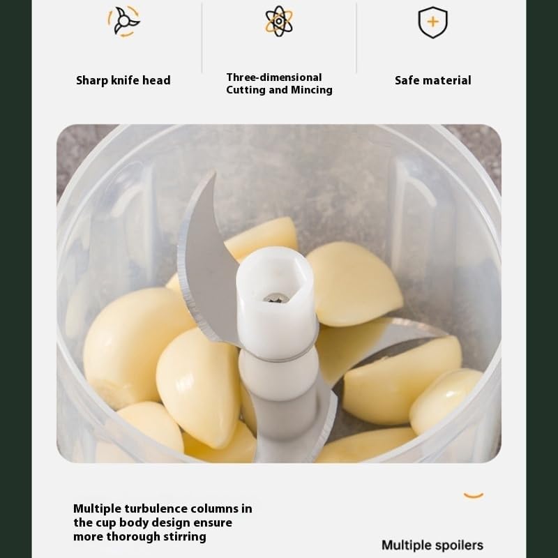 Mini Hand Crank Vegetable Chopper, Handheld Food Chopper, Garlic Chopper, Quick Manual Vegetable Processor for Onion, Garlic, Salad, Salsa, Fruit (white)