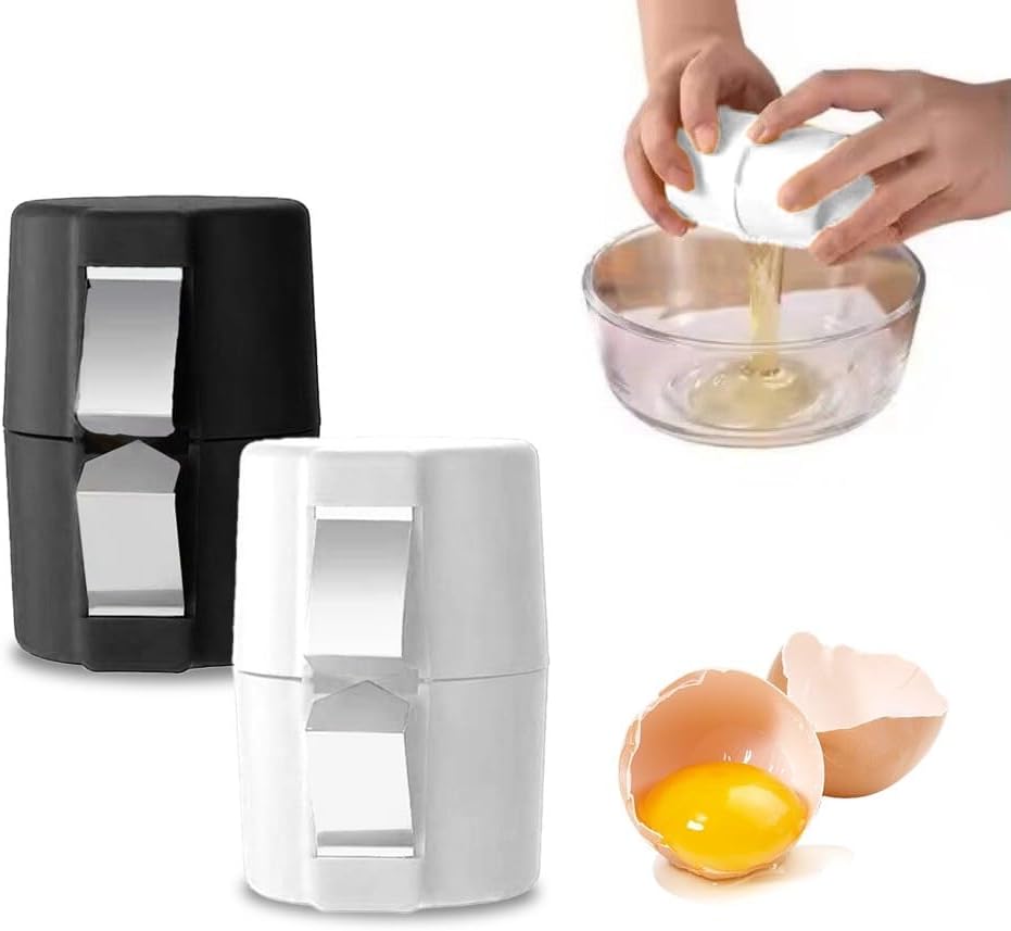 Egg Shell Opener 2-in-1 Egg Cracker & Peeler – Opens Raw Eggs & Peels Hard Boiled Eggs in Seconds – No-Mess Kitchen Gadget for Easy Egg Prep (black)
