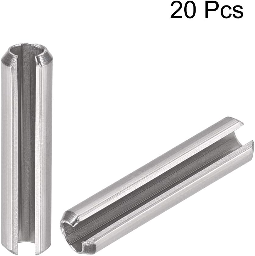 uxcell Slotted Spring Pin - M4 x 30mm 304 Stainless Steel Split Spring Roll Dowel Pins Plain Finish 20Pcs