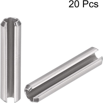 uxcell Slotted Spring Pin - M4 x 30mm 304 Stainless Steel Split Spring Roll Dowel Pins Plain Finish 20Pcs