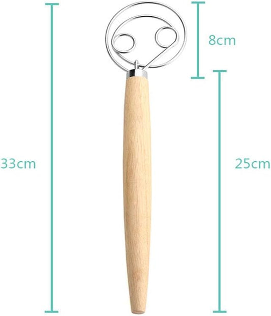 Danish Dough Whisk Mixer Blender admixer for Cake Dessert Bread Pizza Pastry Hand Kitchenware wooden handle