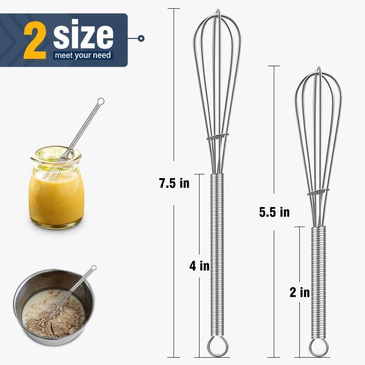 Whisks For Cooking - 500 °F Heat Resistant Silicone Whisk, Heavy Duty 7",9"&11inch Non-Scratch Balloon Kitchen Wisk tool Set, for cooking Wisking, Blending, Beating, Stirring, 3 Piece Black