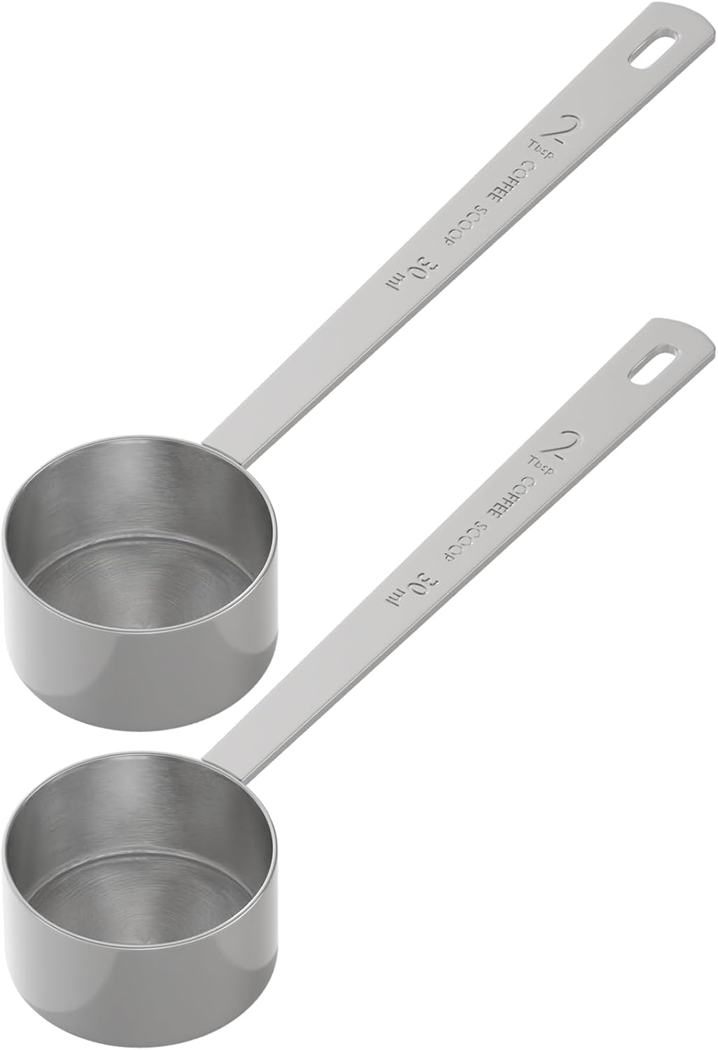 LEIFENY 2PCS 2 Tablespoon Coffee Scoop, Long Handle Measuring Spoon, Two tbsp (30ml, 1/8cup) Stainless Steel Scooper