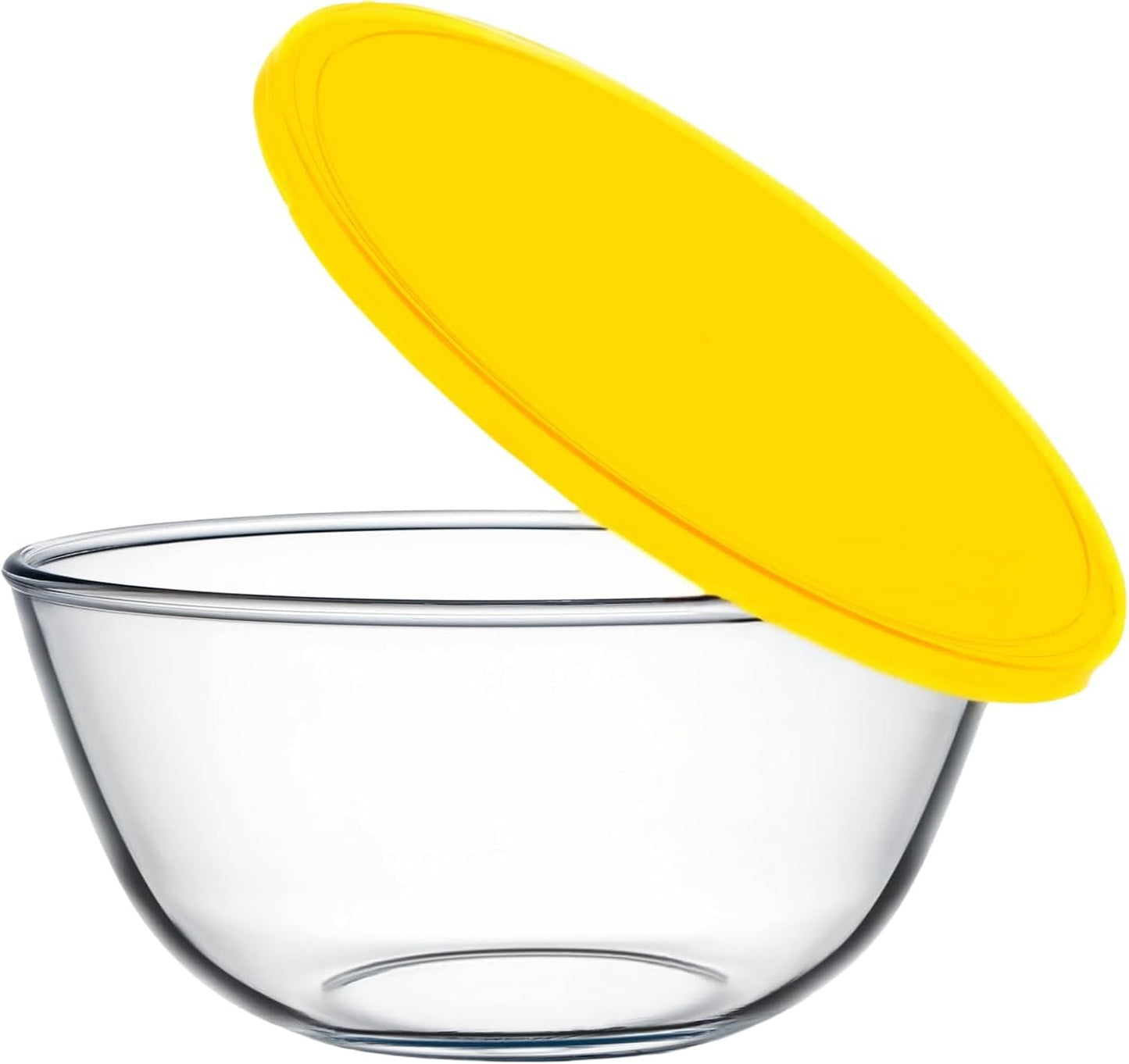 4.7QT Large Glass Mixing Bowl with White Lid, Big Salad Bowl with Lid, Large Glass Bowls for Sourdough and Kithen