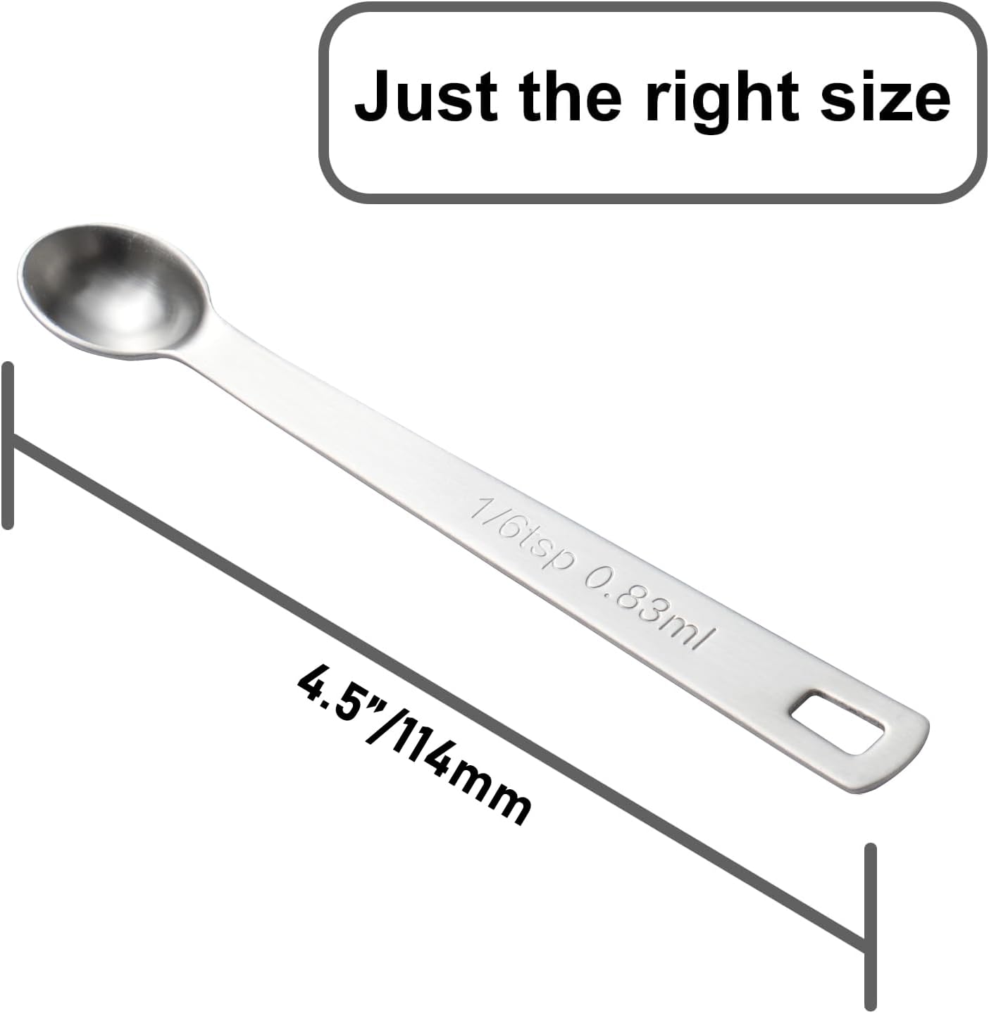 2PCS 1/8 Teaspoon(1/8tsp, 0.625 ml, Dash) Single Tiny Measuring Spoon, Small Individual Stainless Steel Measure Spoons Only