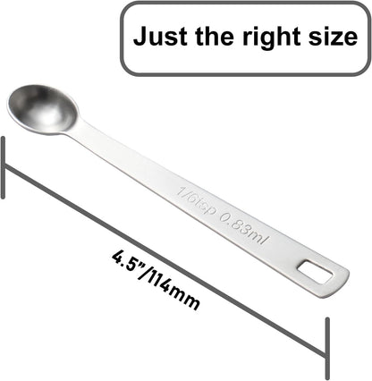 2PCS 1/8 Teaspoon(1/8tsp, 0.625 ml, Dash) Single Tiny Measuring Spoon, Small Individual Stainless Steel Measure Spoons Only