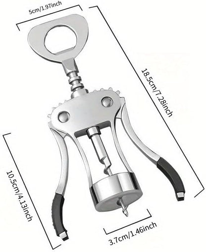 Wing Corkscrew Wine Opener, Zinc Alloy Heavy-Duty Cork Extractor, Multi-Functional Bottle Opener for Wine Enthusiasts, Kitchen, Bar & Home Use