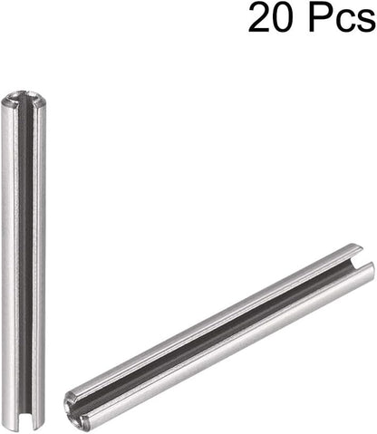 uxcell Slotted Spring Pin - M4 x 30mm 304 Stainless Steel Split Spring Roll Dowel Pins Plain Finish 20Pcs