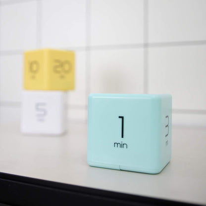 mooas Cube Timer (Mint), Flip Timer Productivity Timer, Time Management, Block Timer Kids Cube Timer Kitchen Timer Desk Timer for Studying Workout Classroom 1, 3, 5, 10 min Timer Setting