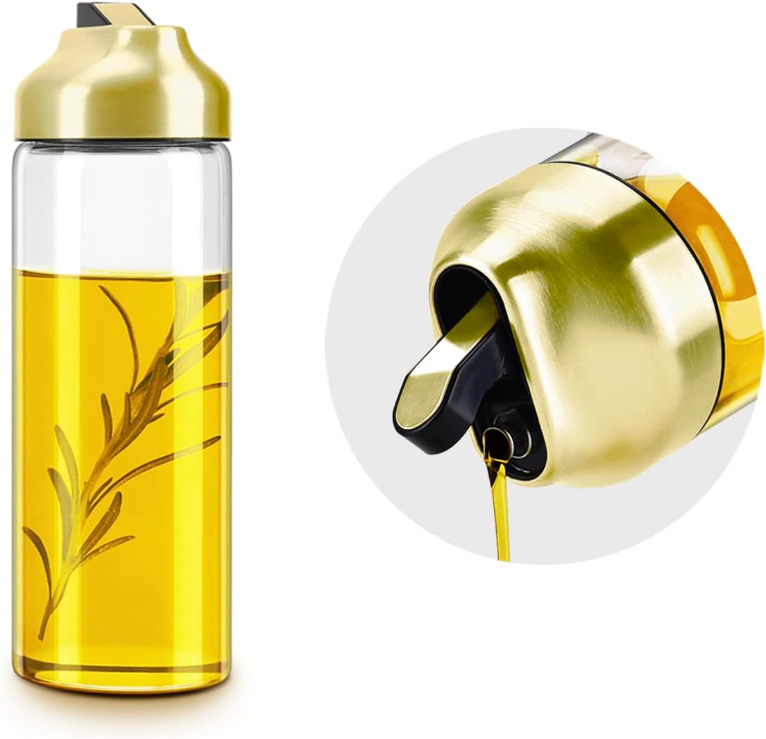 Aelga Olive Oil Dispenser - 14 OZ Glass Oil and Vinegar Dispenser Bottles Set for Kitchen No Drip-Set of 2